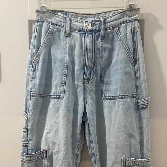 American Eagle Light Blue Denim Jean Joggers Size 00 - Picture 7 of 13